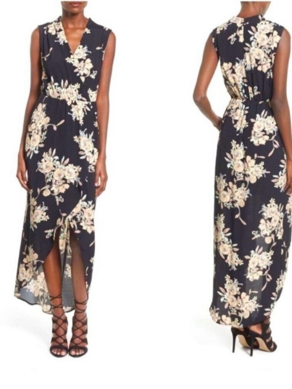 Astr Black Floral High-Low Maxi Dress